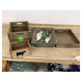 Wooden trays and crates for decor