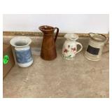 POTTERY PITCHERS AND VASE