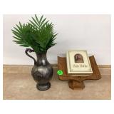 Book stand family Bible pitcher vase greenery