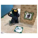Miniature bear hiking figurine in box