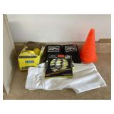 VARIOUS SPORTS EQUIPMENT IN BIN