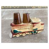 Old town train salt & pepper set with red flannel design