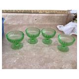 Set of 4 uranium glass sherbet dishes 2 chipped