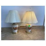 Pair of Mid Century Modern Vintage Speckled Ceramic Ginger Jar Lamps with