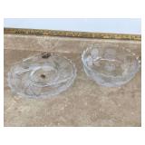 Elegant glass serving set with floral pattern