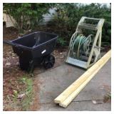 Garden cart , hose reel with hose, 2x 4 Garden cart , hose reel with hose, 2x 4
