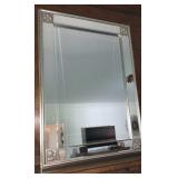 Beveled glass mirror, 32 x 24 framed silver frame,