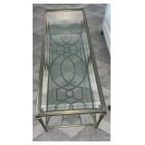 Gold metal glass top 21" x 58", coffee table