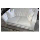 Thomasville white/ ivory loveseat with two throw