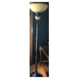 Floor lamp, punch bowl shade, frosted glass,