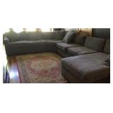 Five piece grey sectional, pillow back, with