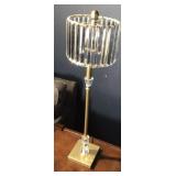 Brass and glass candlestick table lamp, with