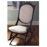 Upholstered and wood folding rocking chair,