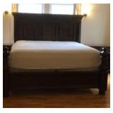 King wooden bed, with headboard, footboard, and