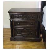 Dark wooden nightstand chest with 3