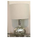 Mercury glass table lamp with shade, 24" tall