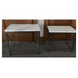 Set of two chrome and marble nightstands/end