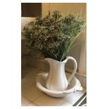 Royal Hager. White ceramic pitcher and bowl set,