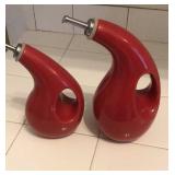 Rachel Ray red ceramic oil and vinegar set, one