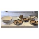 Miscellaneous dishes, bowls, collectible wine
