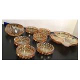 Carnival dishes, set of 6 small dishes,  bowl,