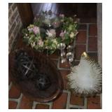 Home decor items, ceramic dish with gold trim,