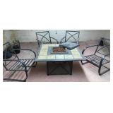 Gas table fire pit with 4 chairs