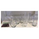 8 Different clear glass vases, different uses