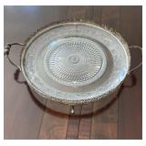 Glass plate with metal stand 13" round