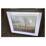 Framed print, trees and moon, 25.5"x29.5"