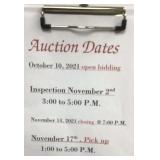 Auction dates* open bidding * inspection * Auction dates* open bidding * inspection *