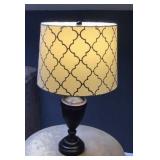 Lamp 23 tall, tin brown base, brown and tan shade Lamp 23 tall, tin brown base, brown and tan shade