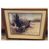 Print by Julie A. Crocker 1988. Framed in wood