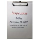 Inspection date November 11, 2021 from 1:00 P.M. Inspection date November 11, 2021 from 1:00 P.M.