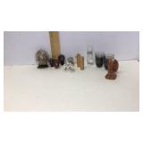 Misc. miniature turkey figurines , shot glasses,