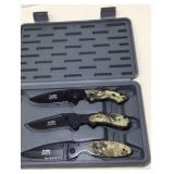 NWTF 3 knife set in case Camo handle