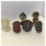 6 turkey figurines, salt shaker 6 turkey figurines, salt shaker