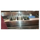  6' SS bar sink with drip tray on both ends