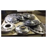 Hub caps,  qty 8 misc.