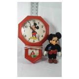 Walt Disney "Mickey Mouse" clock and toy