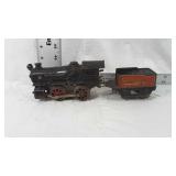 Cast iron wind up train with coal trailer toy