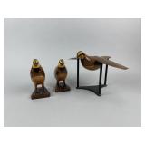 3 Hand Carved Quail