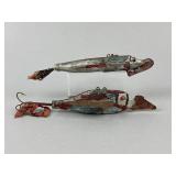 2 Folkart Fish Spearing Decoys