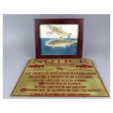 Metal Sign & Brown Trout Painting