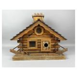 Vintage Folkart Log Cabin Birdhouse