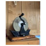 Hand crank sharpening stone 