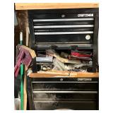 Upright tool box with tools 