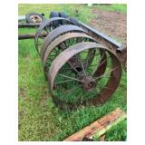Several large steel wheels 