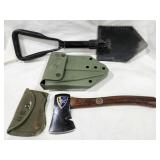 Trenching shovel, Hatchet and covers