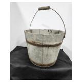 Wood Bucket - antique, wire bale